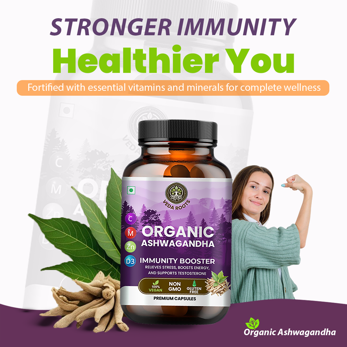 Veda Roots Immunity Booster Organic Ashwagandha Capsules