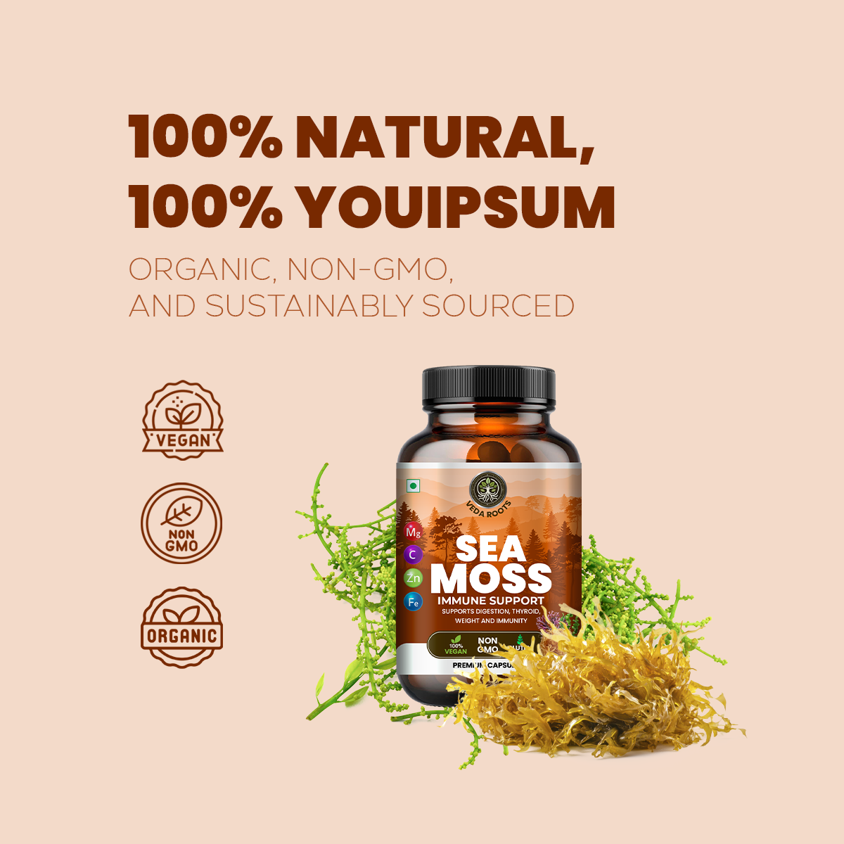 Veda Roots Sea Moss Capsules for Immune Support