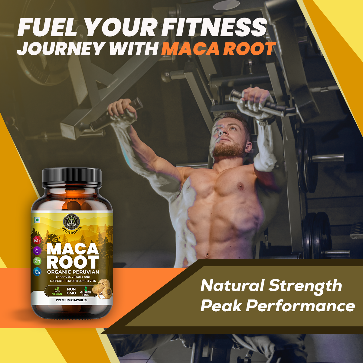 Veda Roots Maca Root Organic Peruvian Capsules for Boosting Vitality